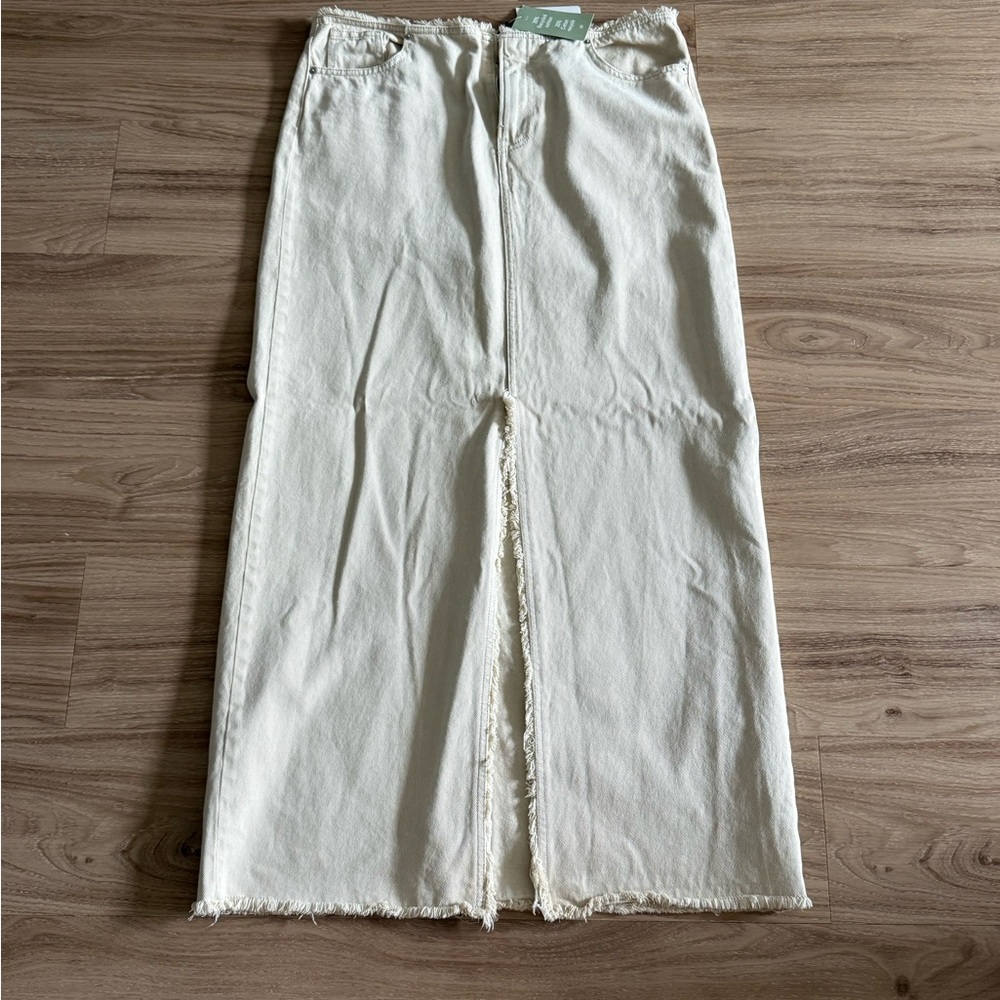 Beige Denim Maxi Skirt (NWT)